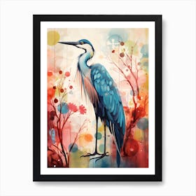 Bird Painting Collage Great Blue Heron 2 Art Print