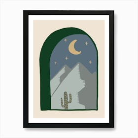 Cactus Boho Minimalist Landscape Art Print