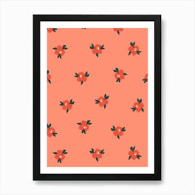 Little Blossom Floral Print - Red and Coral Art Print