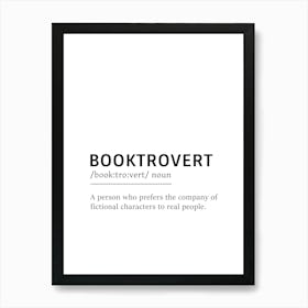 Booktrovert Definition Poster - Dictionary Art Print