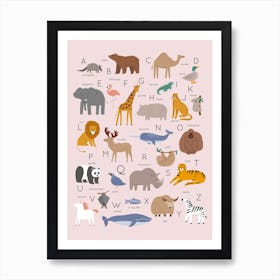 Animal Alphabet Pink Art Print