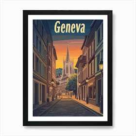 Aihrgdesign A Retro Travel Poster For Geneva Featuring The Hi Deb42674 D39f 43cd A409 Dec455d67b6d 2 Art Print