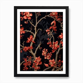 Witch Hazel 2 William Morris Style Winter Florals Art Print