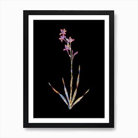Stained Glass Bugle Lily Mosaic Botanical Illustration on Black n.0323 Art Print