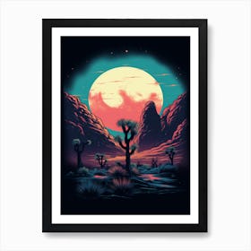 Joshua Tree At Night In South Western Style (4) Art Print