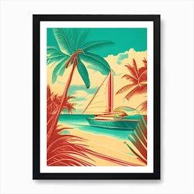 Bahamas Beach Vintage Sketch Tropical Destination Art Print