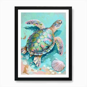 Pastel Rainbow Sea Turtle 2 Art Print