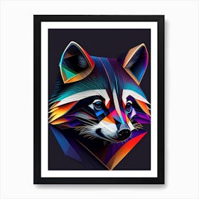 Nocturnal Raccoon Modern Geometric Art Print