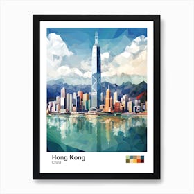 Hong Kong, China, Geometric Illustration 2 Poster Art Print
