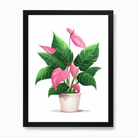 Pink Plant In A Pot 2 Art Print