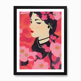 Pink Blossom Girl Art Print