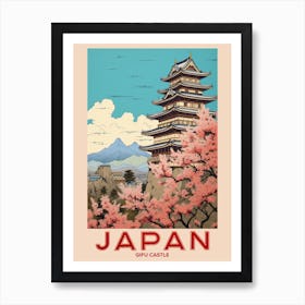 Gifu Castle, Visit Japan Vintage Travel Art 2 Art Print