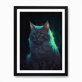 Cat In The Dark 1 Art Print