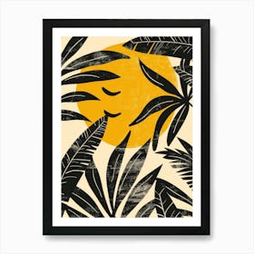 Palm Leaves And Sun Art Print