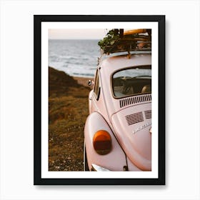 Pink Volkswagen Beetle Art Print