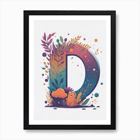 Colorful Letter D Illustration 69 Art Print