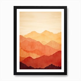 Watercolor Mountain Landscape Art Print