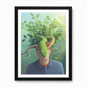 Snake On Head - Adam in Paradise Art Print