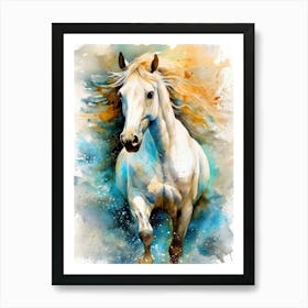 White Horse Painting animal Art Print