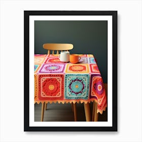 Crochet Dining Roon Retro Illustration 5 Art Print