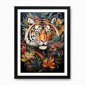 Tiger Art In Mural Art Style 2 Art Print