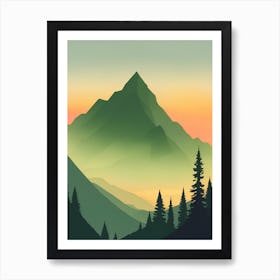 Misty Mountains Vertical Composition In Green Tone 84 Art Print