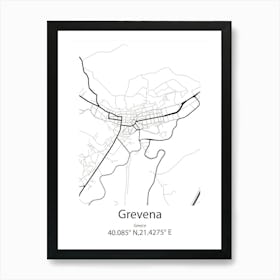 Grevena,Greece Minimalist Map Poster