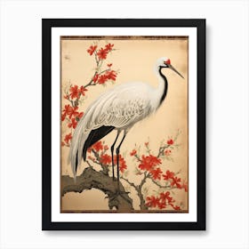 Crane Animal Drawing In The Style Of Ukiyo E 4 Art Print