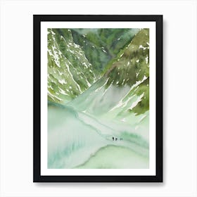 Jostedalsbreen National Park Norway Water Colour Poster Art Print