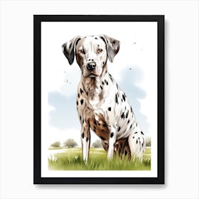 Dalmatian Dog, Colour Line Drawing 4 Art Print