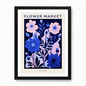 Blue Flower Market Poster Asters 1 Art Print