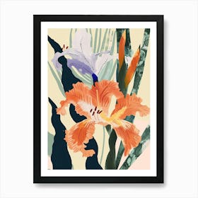 Colourful Flower Illustration Gladiolus 2 Art Print