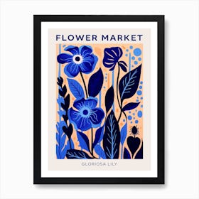 Blue Flower Market Poster Gloriosa Lily 3 Art Print
