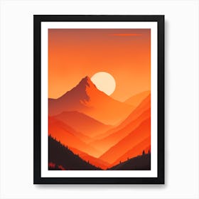 Misty Mountains Vertical Composition In Orange Tone 37 Art Print