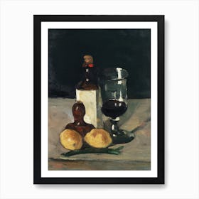 Still Life With Bottle, Glass, And Lemons, Paul Cézanne Art Print