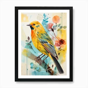 Bird Painting Collage Yellowhammer 1 Art Print