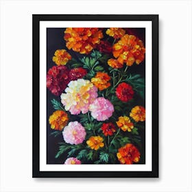 Marigold Still Life Oil Painting Flower Art Print