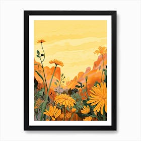 Boho Wildflower Painting Golden Ragwort 1 Art Print