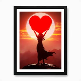 Woman Holding A Heart Art Print