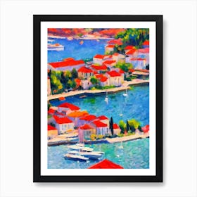 Port Of Kotor Montenegro Brushwork Painting harbour Art Print