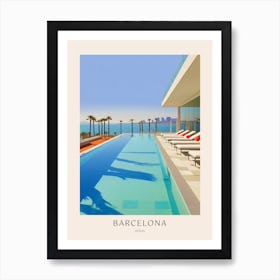 Barcelona Spain 1 Midcentury Modern Pool Poster Art Print