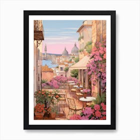 Cannes France 3 Vintage Pink Travel Illustration Art Print