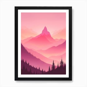 Misty Mountains Vertical Background In Pink Tone 5 Art Print