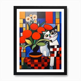 Anemone With A Cat 1 Cubism Picasso Style Art Print