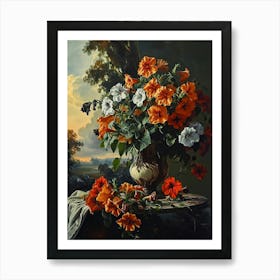 Baroque Floral Still Life Petunia 4 Art Print