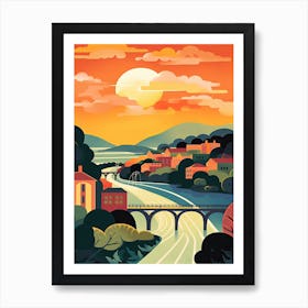 Yangluo Yangtze River Bridge, China Colourful 1 Art Print