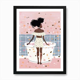 Afro Girl In Bathtub Póster