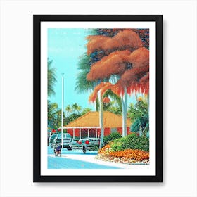 Coral Springs, City Us  Pointillism Art Print