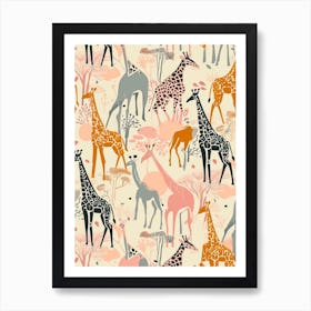 Kitsch Giraffe Illustrative Pattern 3 Art Print