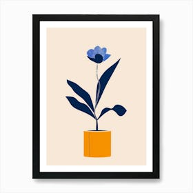 Blue Flower In A Pot Art Print